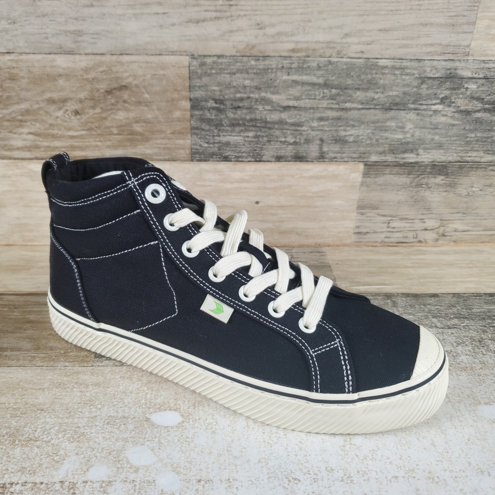 Cariuma OCA High Stripe‎ Womens Shoes Sz 9 Black Canvas Contrast Thread Sneakers
